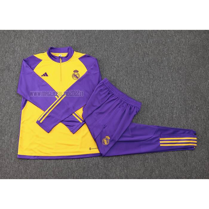 Tuta da Track de Felpa del Real Madrid Bambino 2023-2024 Giallo